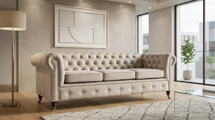  Design Chesterfield Sofagarnitur Sofa Couch Polster Set 3+2+1 Sitzer