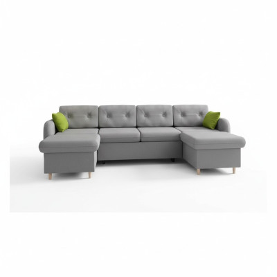 Wohnlandschaft Bettfunktion Stoff Ecksofa U-Form Deko Couch Design Polster