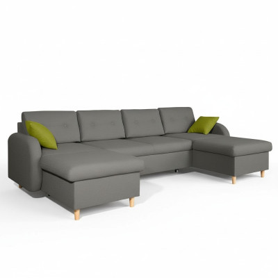 Design Ecksofa U-form Bettfunktion Couch Leder Textil Sofas Schlafsofa