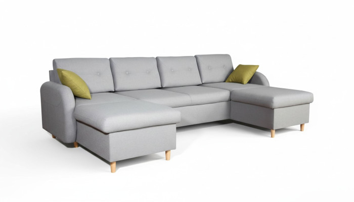 Wohnlandschaft Ecksofa Stoff U-Form Bettfunktion Couch Design Deko Polster