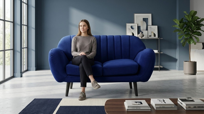 Couch Polster 3+2+1 Sitzer Polster Möbel Sofagarnitur Couchen Blau Sofas