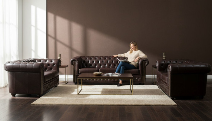 Ledersofa Sofagarnitur 3+2+1 Sitzer Set Garnitur Polstersofa Couch