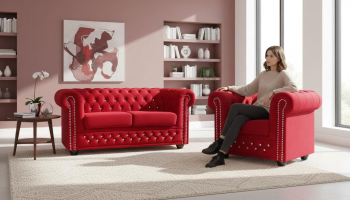 Sofagarnitur 2+1 Sitzer Sofas Couch Polster Blaue Klassische Couchen Garnitur  