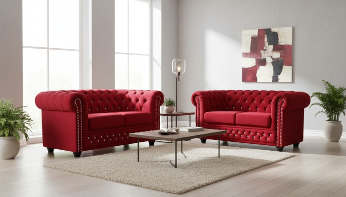 Sofagarnitur 2+1 Sitzer Sofas Couch Polster Blaue Klassische Couchen Garnitur  