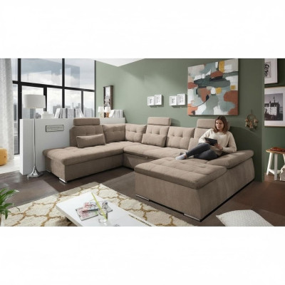 Bettfunktion Ecksofa U-Form Sofa Couch Design Couch Polster Textil Modern