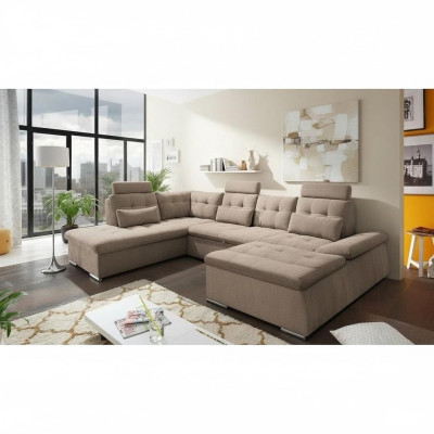 Bettfunktion Ecksofa U-Form Sofa Couch Design Couch Polster Textil Modern