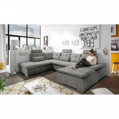 Ecksofa U-Form Sofa Wohnlandschaft Garnitur Bettfunktion Polster Design