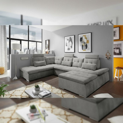 Ecksofa U-Form Sofa Wohnlandschaft Garnitur Bettfunktion Polster Design