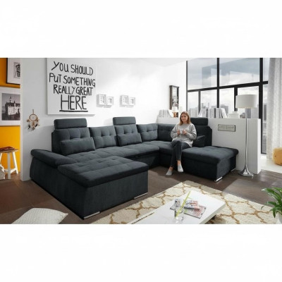 Ecksofa UForm Sofa Wohnlandschaft Garnitur Polster Bettfunktion Schlafsofa
