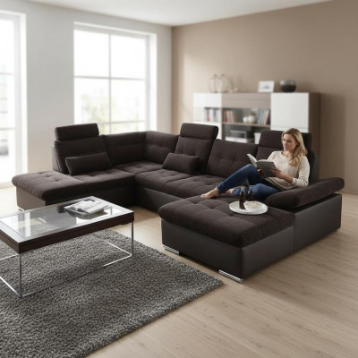 Wohnlandschaft Multifunktion Couch Ecksofa U Form Bettfunktion Schlaf