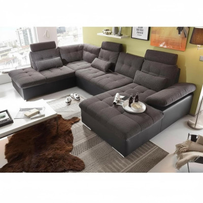 Ecksofa U-Form Sofa Wohnlandschaft Garnitur Bettfunktion Design Polster