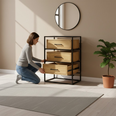Designer Loft Kommode Anrichte Schrank Wohn Zimmer Regal Luxus Metall Kommoden