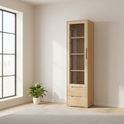 Massive Vitrine Echte Handarbeit Vollholz Schrank Holz Schränke Glas Vitrinen