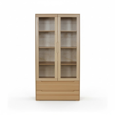 Klassischer Vitrinen Schrank Vitrine Handarbeit Vollholz Schrank Holz Schränke