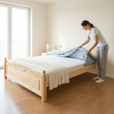 Holzbett Echtes Holz Bett Betten Schlafzimmer Hotel 200x200 Stil Massive Möbel