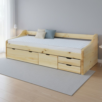 Holzbett Echtes Holz Bett Betten Schlafzimmer Hotel 90x200 Stil Massive Möbel