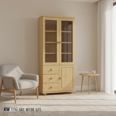 Vitrine Wohnzimmer Möbel Anrichte Holz Vitrinen Glas Schrank Echtholz Massive