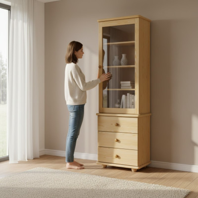 Vitrine Wohnzimmer Möbel Holz Vitrinen Glas Schrank Regal Anrichte Neu Massive