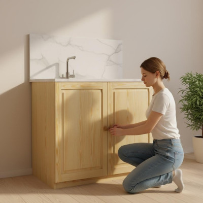 Waschbeckenunterschrank Badschrank Badezimmerschrank Kommode Vollholz Möbel Neu