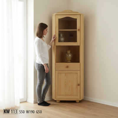 Glasvitrine Eckvitrine Eck Schrank Echtes Holz Massivholz Neu Vitrinen Schränke