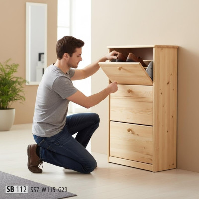 Schuhschrank Schuhkommode Aufbewahrung Flurkommode Diele Vollholz Möbel Kommode