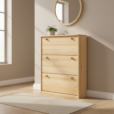 Schuhschrank handgefertigte Kommode Eingangshalle Kommode aus Holz 3 Fächer