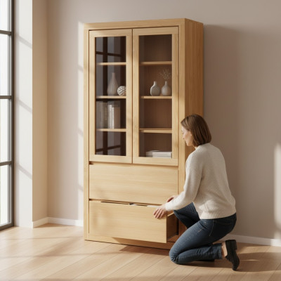 Moderne Vitrinen Schrank Vitrine Handarbeit Vollholz Schränke Massiv Holz Eiche