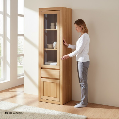 Echtholz Vitrine Hoch Schrank Glas Vitrinen Massive Möbel Echt Holz Schränke Neu