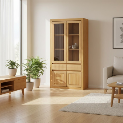 Moderne Vitrine Vitrinen Schrank Handarbeit Vollholz Schränke Massiv Holz Eiche