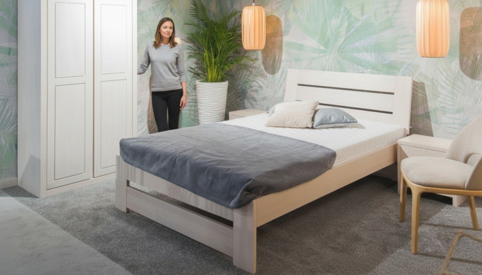 Schlafzimmer Set Bett 2x Nachttisch Kleiderschrank 4tlg. Holz Schrank Schränke