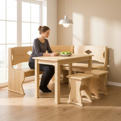 Eckbank Holzbank massive Holz Bänke Küche Essbereich Ecksitz Möbel Echtholz