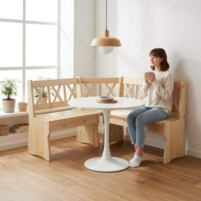 Eckbank Holzbank massive Bänke Küche Essbereich Echtholz Holz Möbel Neu Ecksitz