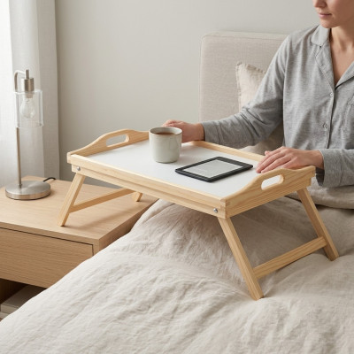 Frühstückstisch Holz Laptop Tisch Echtes Holz Beistelltisch Echtholz Tablett