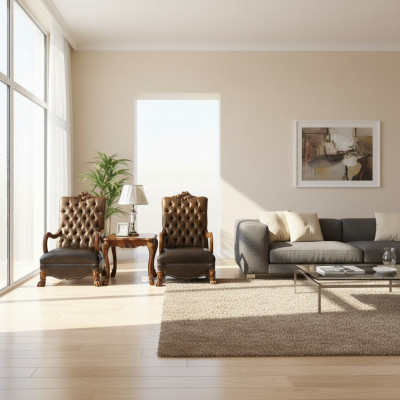 Wohnzimmer Set 2x Sessel+Beistelltisch Tisch Sofa Couch Chesterfield