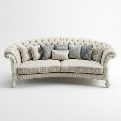 Klassische Viersitzer Wohnzimmer Couch Textil Barock Rokoko Luxus Sofa