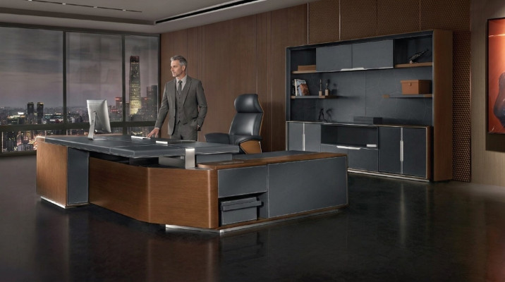 Schreibtisch Set Büro Garnitur tisch Chef Sessel Schrank Einrichtung Neu