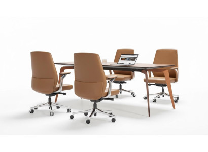 Büro Set 4x Konferenzstühle & Konferenztisch Komplettset Besprechungstisch 5tlg.