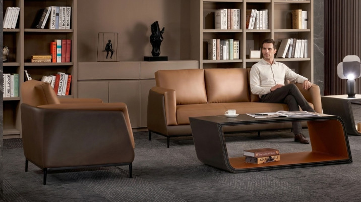 Sofa Sofas Couch Polster Leder Modern Dreisitzer 3 Sitzer Büro Einrichtung Neu