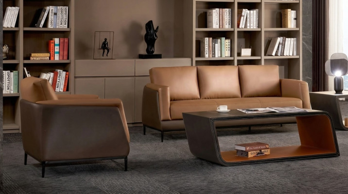 Sofa Sofas Couch Polster Leder Modern Dreisitzer 3 Sitzer Büro Einrichtung Neu