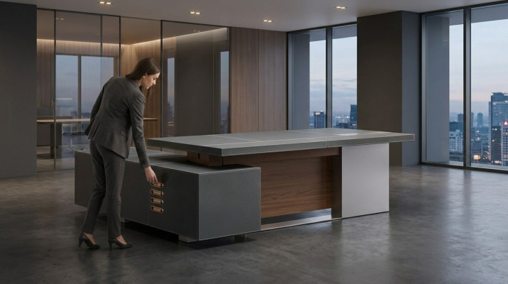 Design Büro Möbel Einrichtung Schreibtisch Eck Tisch Boss Leder Holz