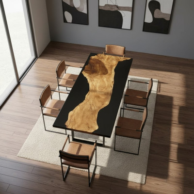 Tisch Epoxid Harz Esstisch Echtes Holz Massive Möbel Wasserfall Epoxy
