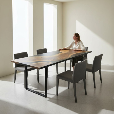 Esstisch Konferenz Besprechnung River Table Echtes Holz Massiv