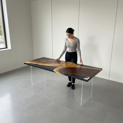 Esstisch Table Epoxidharz Massiv Tische 201x81 cm Flusstisch Echtes Holz