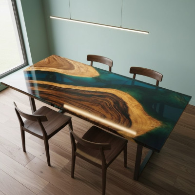 Tisch Esstisch Tische Harz Epoxy Massive Design Möbel 140x71 Echtes