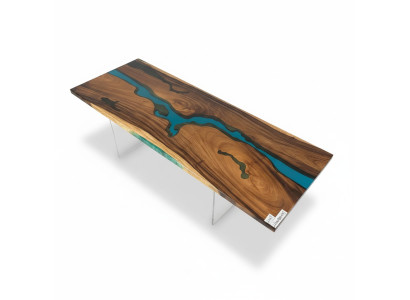 Epoxid harz esstisch echtes holz massive möbel deko wasserfall epoxy tisch