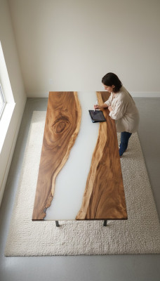 Epoxid harz esstisch echtes holz deko massive möbel wasserfall epoxy tisch