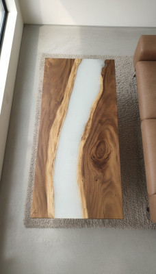 Epoxid harz esstisch echtes holz deko massive möbel wasserfall epoxy tisch