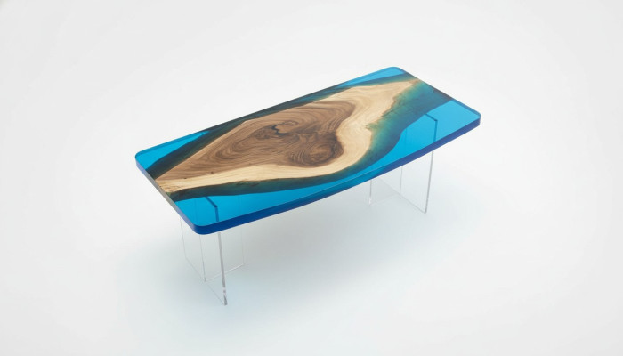 Esstisch Blue River Table Echtes Holz 200x90 Tische Epoxidharz Neu