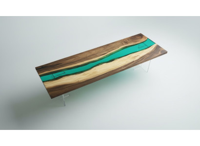 Epoxidharz Esstisch River Table Echtes Holz Massiv Tische 220x90