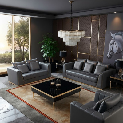 Luxus Möbel Sofagarnitur Couch Sofa Polster 3 2 1 Sitzer mit Couchtisch